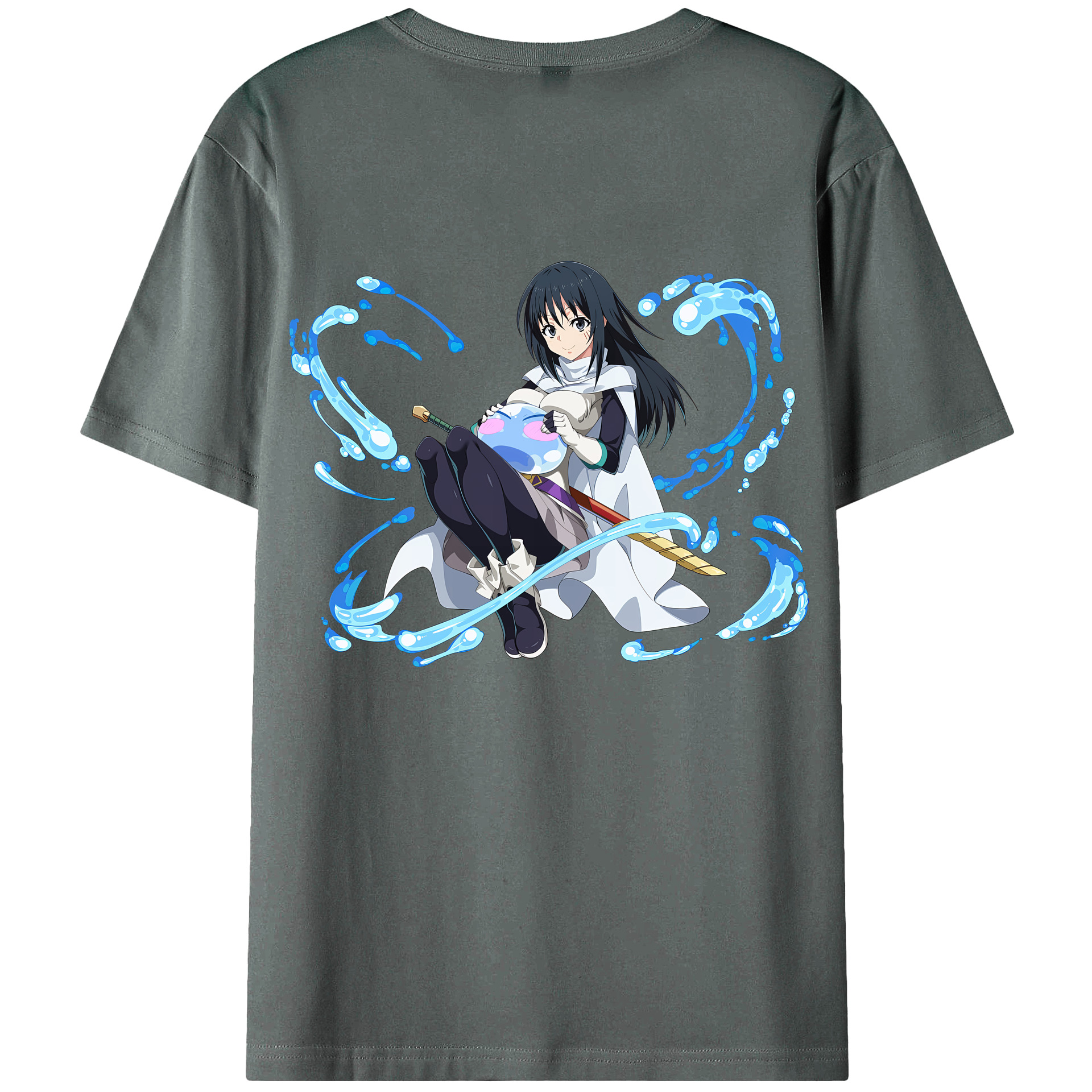 （画像用） 転スラ Regarding Reincarnated to Slime 綿100％ メンズ半袖Tシャツ（バックプリント） 通気性